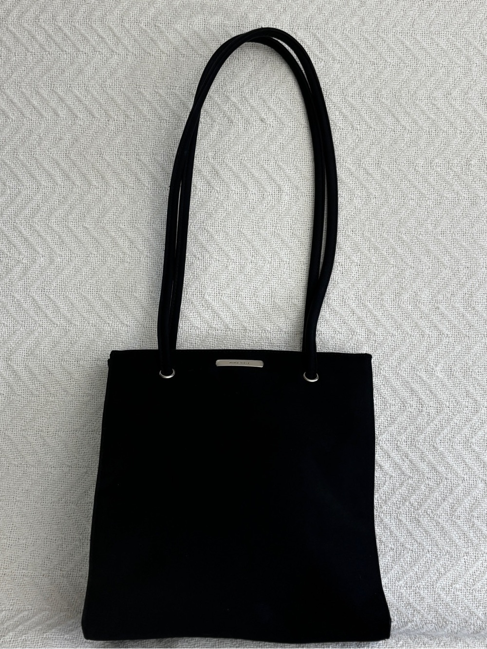 Nine West Black Nylon Mini Tote Shoulder Bag Small 90s Y2K Leopard Print NWOT
